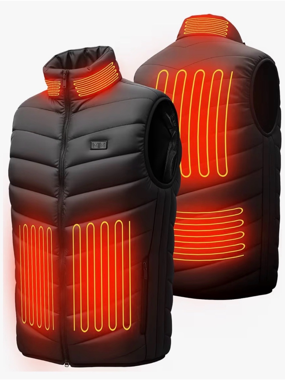 Heated Black Vest with Neck and Back Panels - BZGG